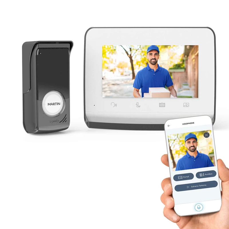 somfy 1871229 – V350 Connect Video Phone | Connected intercom | 7-inch Screen | Night Vision | Remote Visit Management via The Protect app | Control up to 5 RTS Motorized Equipment