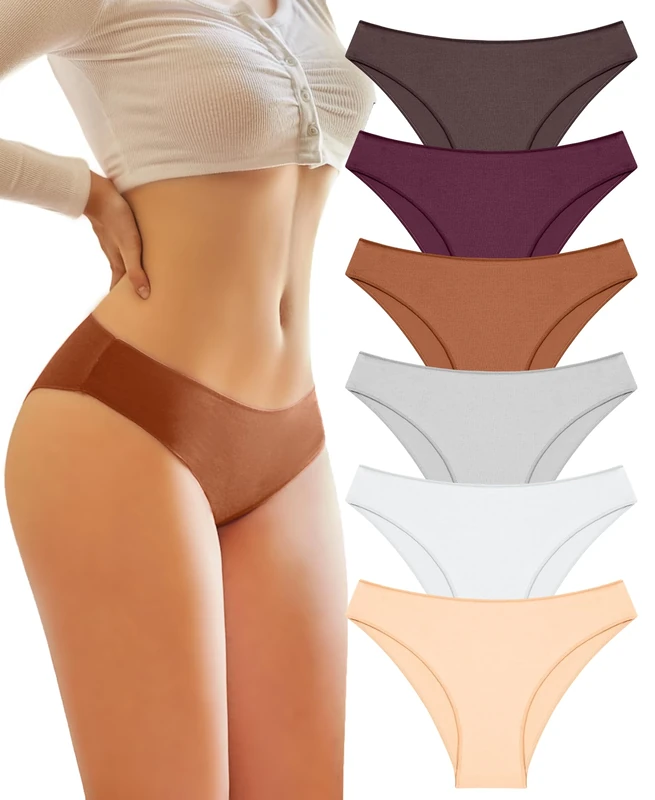 BeReady Underwear Women Cotton Ladies Knickers Multipack Pants for Women Low Rise Stretchy Briefs Breathable Hipster Panties Pack of 6