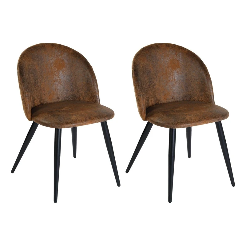 Homy Casa Set of 2 Dining Chairs Suede Soft Chairs Upholstered seat with Black Solid Metal Legs Kitchen Chairs for Living Room，Dressing Lounge,(Diamond Brwon,2)