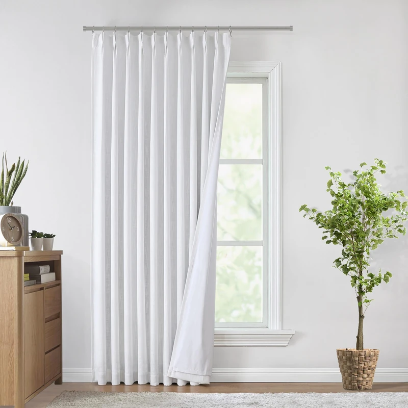Vision Home Pleated Curtains Full Blackout Thermal Insulated Curtains with Hooks and Loops, 102 Inch Length, for Living Room and Bedroom, W60 x L102 Inch White, 1 Panel