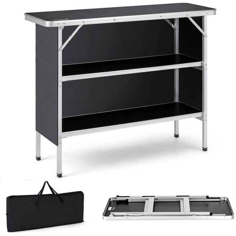 SPOTRAVEL Folding Camping Table, 110cm Aluminum Picnic Table (Black)
