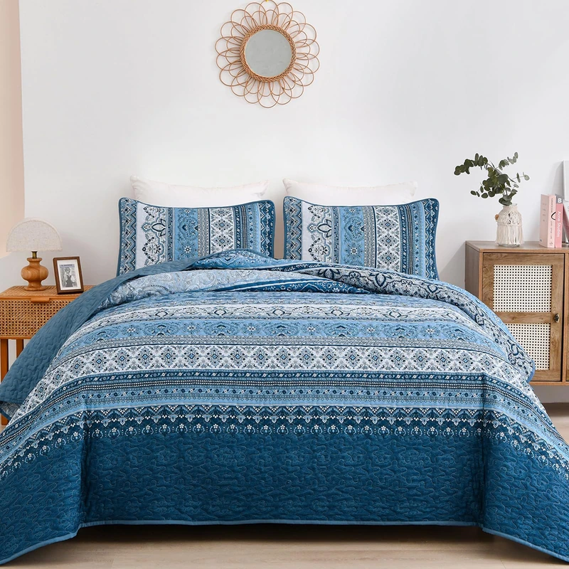 Quilt Set, Bedding Quilt Set Coverlet with Pillow Shams, Lightweight Microfiber Duvet Cover Set for All Seasons YS01AC080782AF-A
