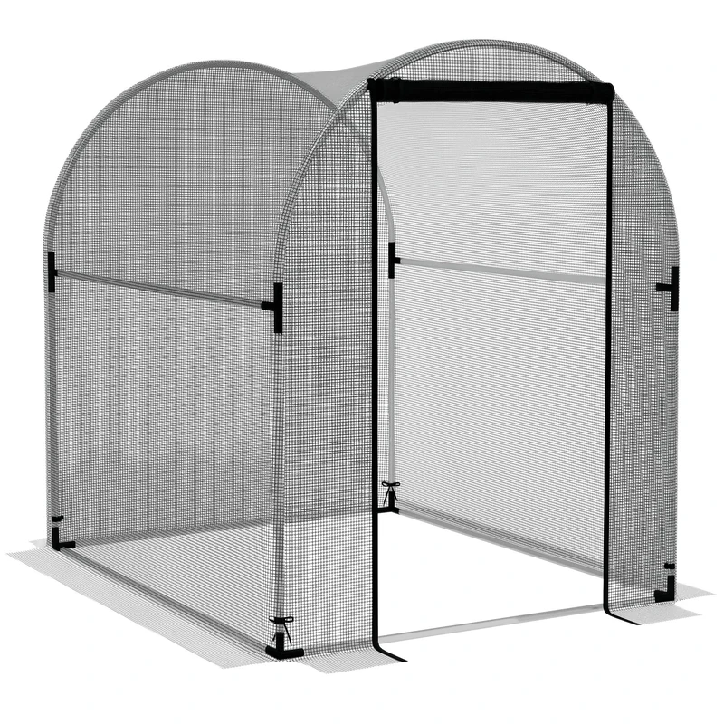 Outsunny Insect Protection Net 1.2 x 1.5 m Garden Net with Door, Plant Protection Tent, Pest Protection Net with Steel Frame, for Garden, Balcony, HDPE, Black - Image 1