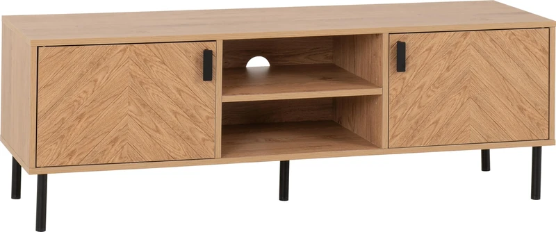 Seconique Leon 2 Door TV Unit in Medium Oak Effect