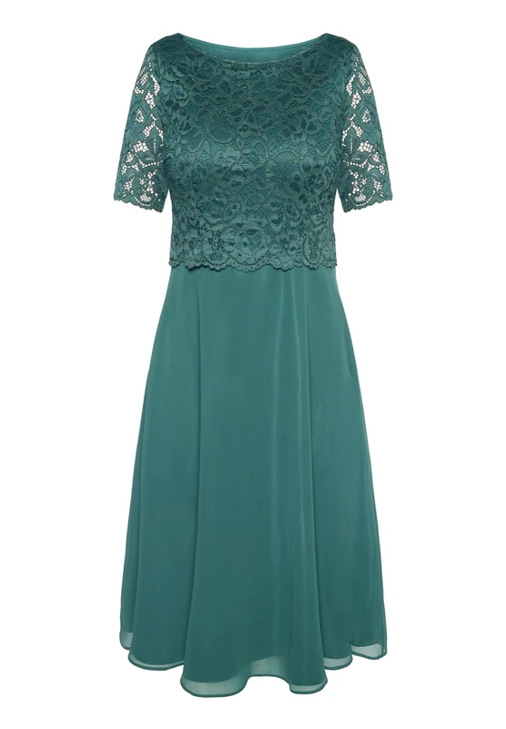 Vera Mont 0113/4825 Dress, Dark Emerald, 44 for Women, Dark Emerald, UK 10