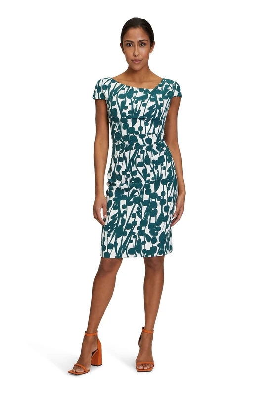 Vera Mont Women's Cocktail Dress, Cream/Dark Green, 14