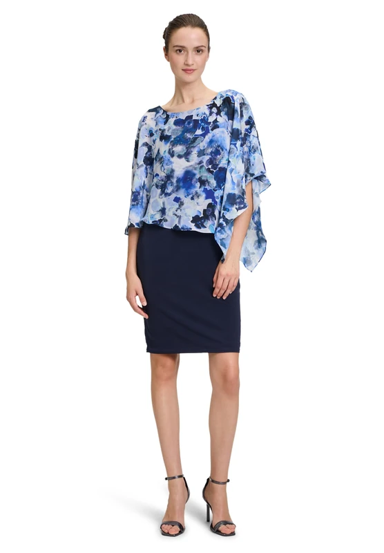 Vera Mont 0321/4801 Dress, Dark Blue/Blue, 50 Women's, Dark Blue/Blue, 22