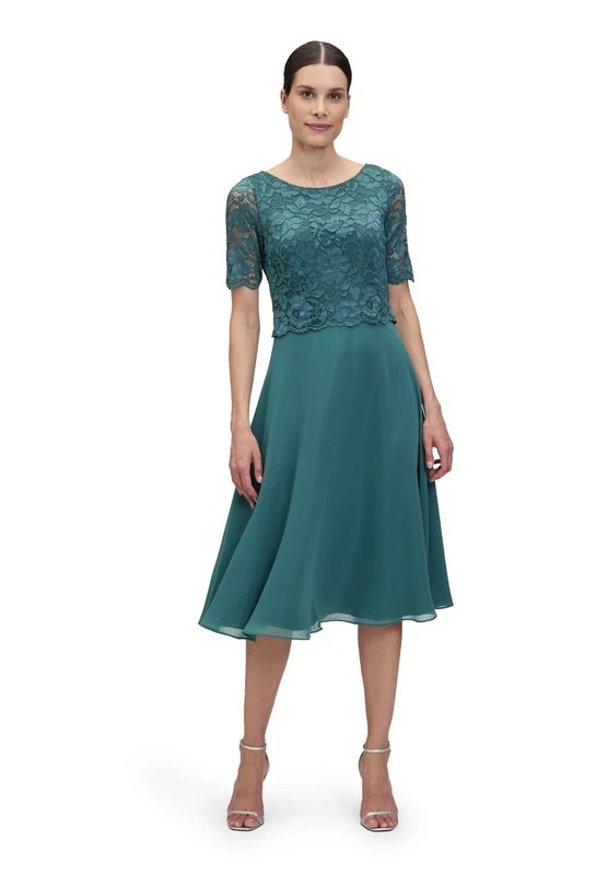 Vera Mont 0113/4825 Dress, Dark Emerald, 46 for Women, Dark Emerald, UK 10