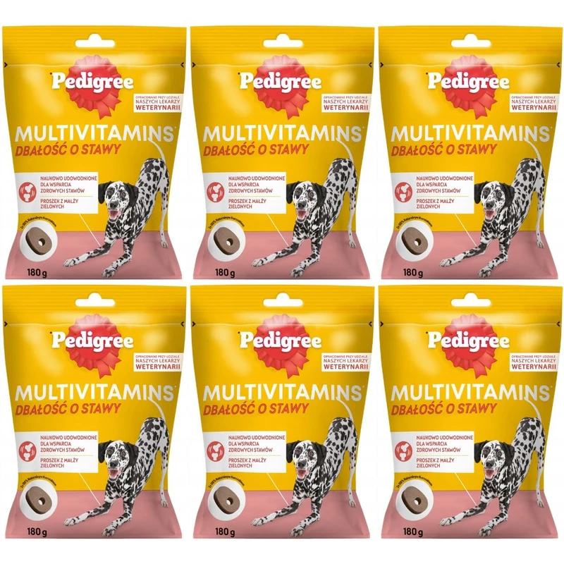 Pedigree Dog Snacks Multivitamins Digestion - 30 Soft Dog Treats with Probiotics, 6 x 180 g - Supplements to Support Digestion, Easy Feeding