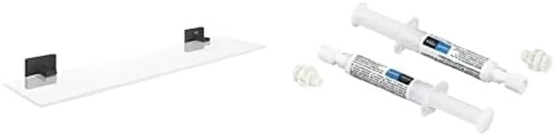 GROHE Start QuickFix Spare Toilet Roll Holder & A1 QuickGlue (Metal, Wall Mounted Concealed Fastening, Including Screws and Dowels), Size 232 mm, Matt Black, 411862430