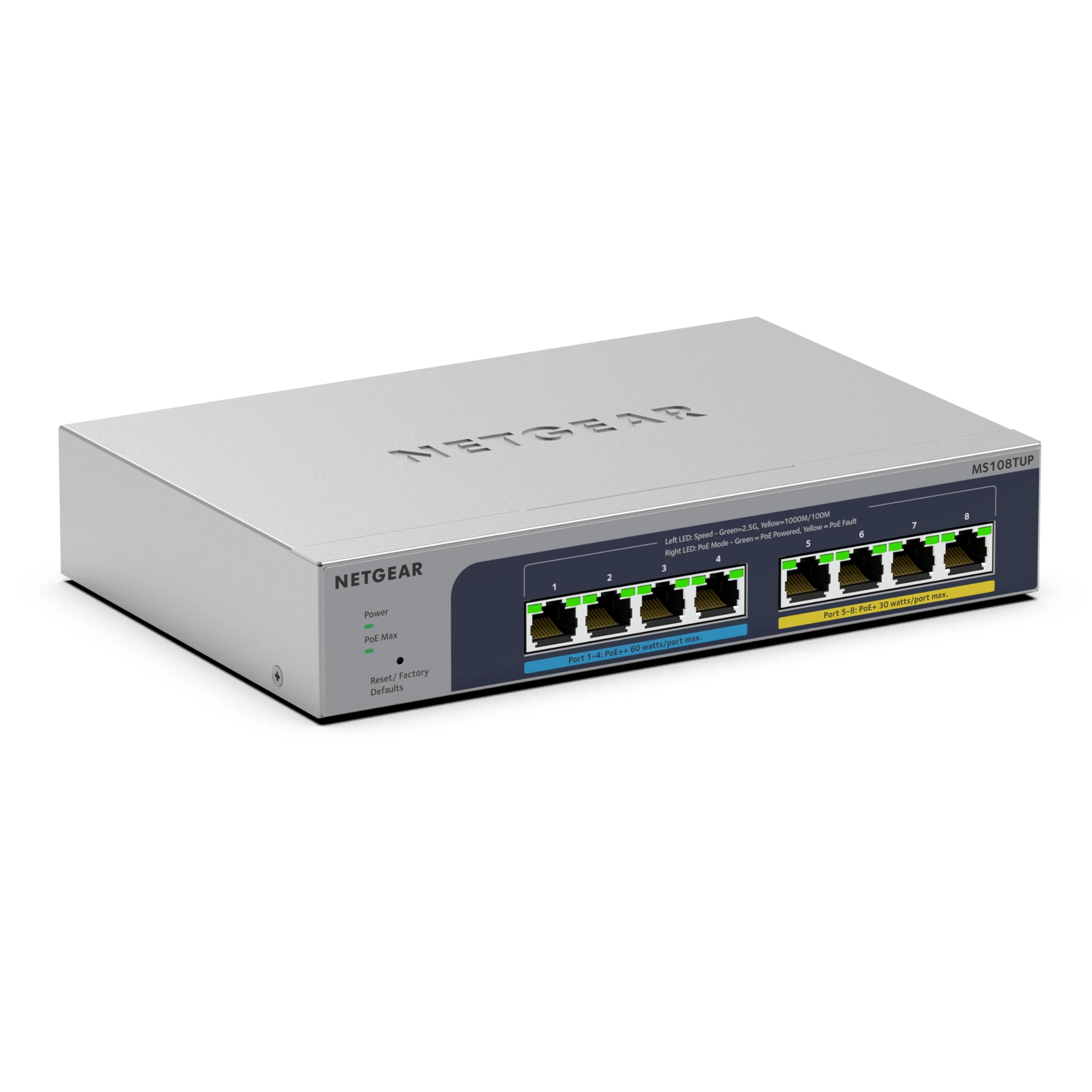 NETGEAR 8-Port Ultra60 PoE Multi-Gigabit Ethernet Smart Switch (MS108TUP) - Managed, with 4 x PoE++ and 4 x PoE+ @ 230W, Optional Insight Cloud Management, Desktop or Rack Mount