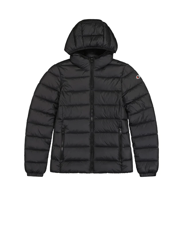 Champion Legacy Outdoor W (117568) – WR Light Nylon Cirè 35 g C-Logo Hooded Padded Jacket, Black (NBK), M Women's FW24, Black (NBK), M