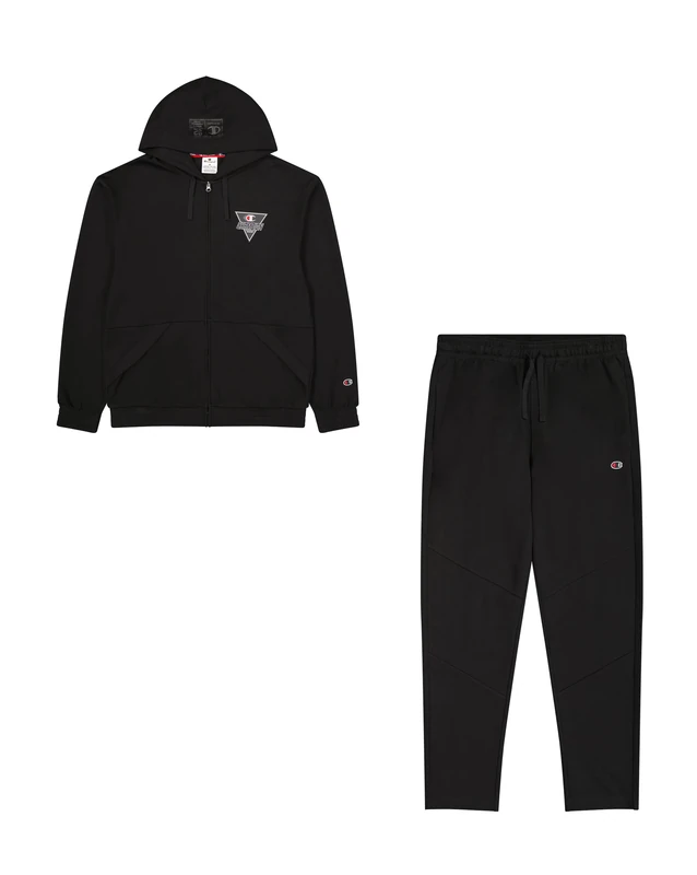 Champion Legacy Modern Sport (220379) - Poly-Cotton Rain Interlock Hooded Tracksuit, Black (NBK), XS Men FW24, Black (NBK), XS