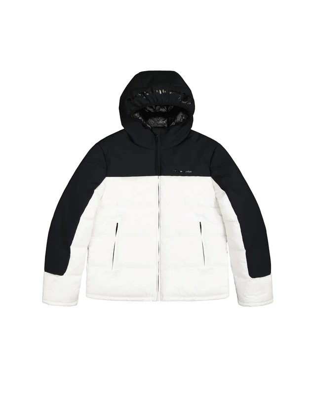 Champion Legacy Outdoor (220345) - WR Thin Nylon Ripstop Cirè 37 g Hooded Jacket, Multicolour White/Black (WHT/NBK) XL Men FW24, White/Black (WHT/NBK), XL