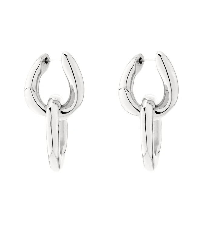 LIEBESKIND Berlin Women's Earrings with Organically Shaped Pendant - Modern Stainless Steel Jewellery in Silver, Gold, Rose Gold & Black - Elegant Drop Earrings for Any Look, 31 cm, Stainless Steel