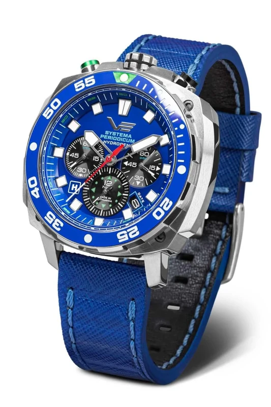 Vostok Europe Systema Periodicum Chronograph 20ATM K1 Men's Quartz Watch Mineral Glass with Interchangeable Strap, Hydrogen, Bracelet