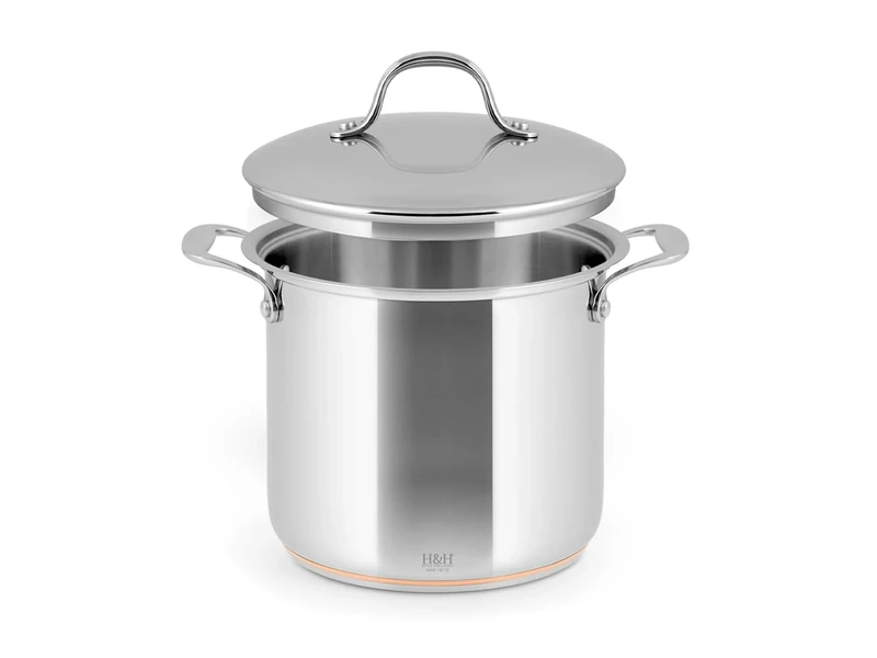 H&H Stainless Steel and Copper Saucepan, 2 Handles, 20 cm, with Lid