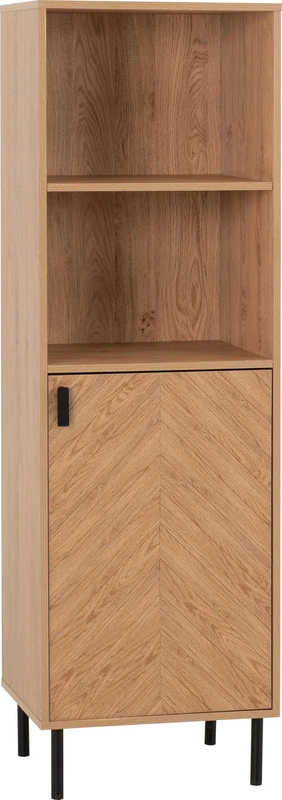 Seconique Leon 1 Door 2 Shelf Cabinet in Medium Oak Effect