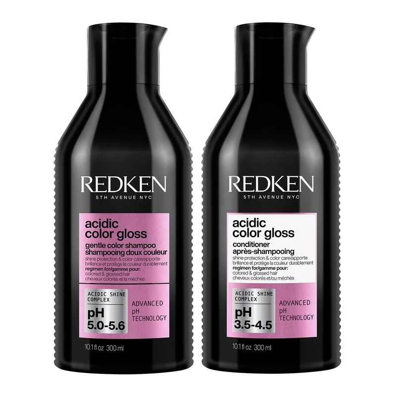 REDKEN Acidic Color Gloss Bundle with Sulphate-Free Shampoo 300ml, and Conditioner 300ml, Perfect For Coloured Hair, Restore Glass-Like Shine and Colour Protection