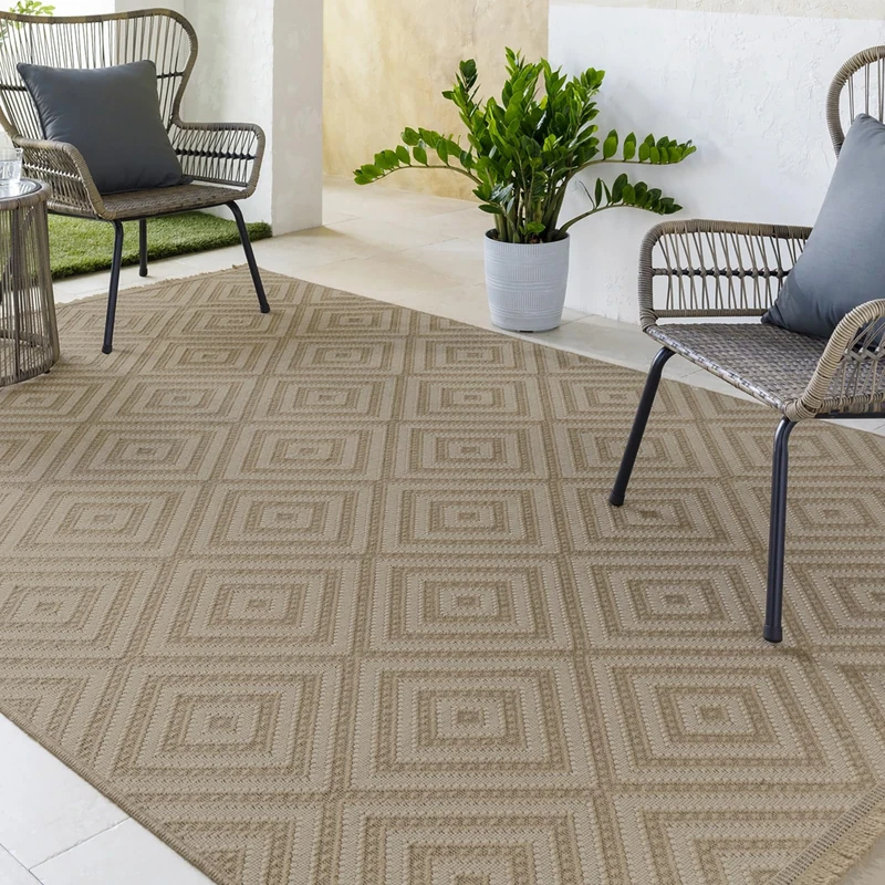 Livabliss Moladi Machine Washable - Geometric Jute Area s Living Room, Large 198x275 cm - Traditional Boho Style, Dining Room, Kitchen, Hallway - Tan, Beige and Cream