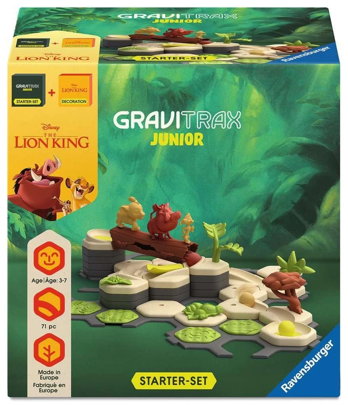 Ravensburger - Gravitrax Junior Bundle Lion King | Marble Track with 71 Pieces | Kids Brain Teaser with Marbles | Games for Children 3 Years Male | Games for Children Compatible With All Gravitrax