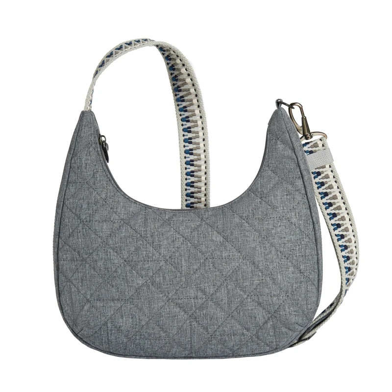 Travelon Boho Anti-theft Slouchy Crossbody, Gray Heather, One Size