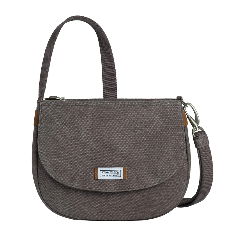 Travelon Unisex's Anti-Theft Heritage Saddle Crossbody, Pewter, One Size