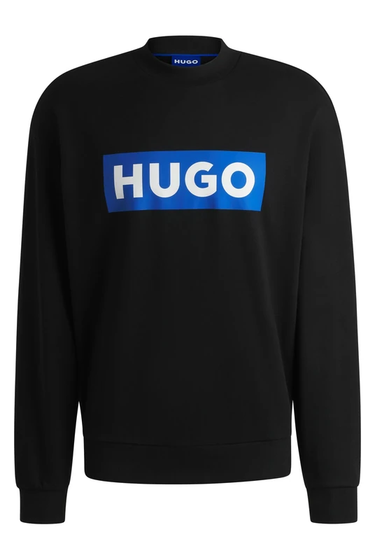 HUGO Mens Niero Logo-print sweatshirt in cotton terry Black