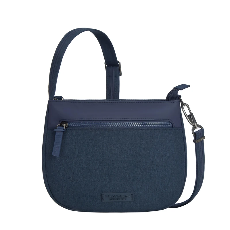 Travelon Unisex's Anti-Theft Metro Saddle Crossbody, Navy Heather, One Size