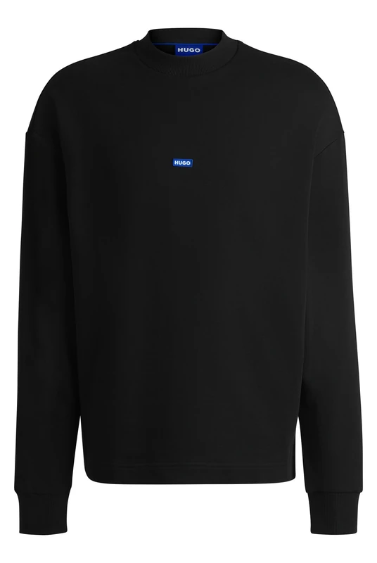 HUGO Mens Nedro Cotton-terry Sweatshirt - Blue Logo Patch