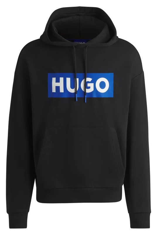 HUGO Mens Nalves Logo-print hoodie in cotton terry Black