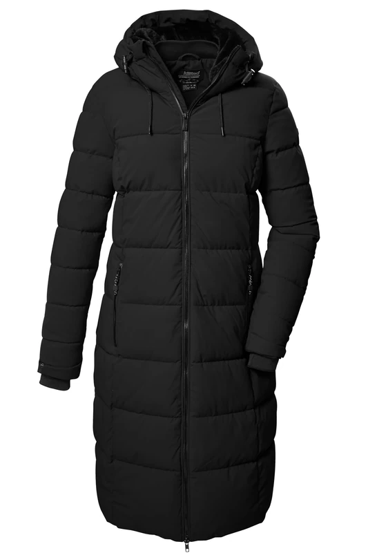 Killtec Kow 56 Wmn Qltd Ct Quilted Functional Coat Down Effect with Hood, Black, 44 Women, Black, UK 12