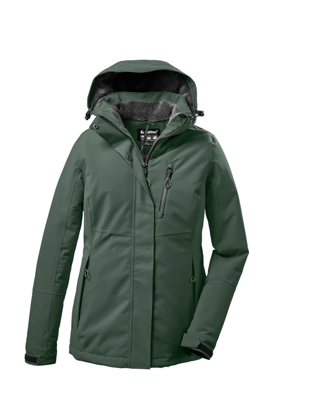 Killtec KOW 140 WMN JCKT 37411-000 Women's Functional Outdoor Jacket with Zip-Off Hood Green Grey 44