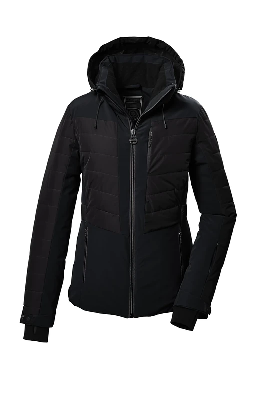 Killtec Women's Ksw 309 Wmn Qltd Jckt Ski Functional Jacket in Down Look with Zip-Off Hood and Snow Guard, Black, 48 (EU)