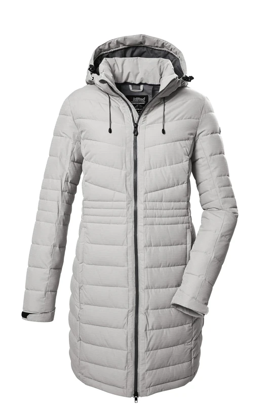 Killtec KOW 96 WMN QLTD CT Women's Quilted Coat, Down Look with Zip-Off Hood, Cloud Grey, 50, 41812-000