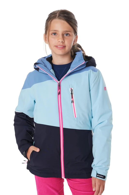 Killtec KSW 331 GRLS SKI JCKT, Girls' Functional Jacket with Hood and Snow Guard, Light Denim, 176, 42091-000