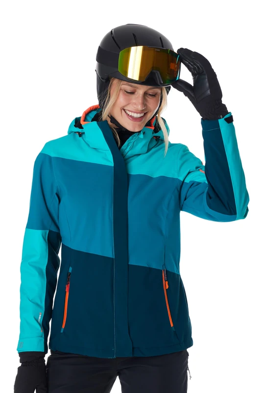 Killtec KSW 67 WMN Ski Jacket/Functional Jacket with Zip-Off Hood and Snow Guard Aqua Verde, 38, 41961-000