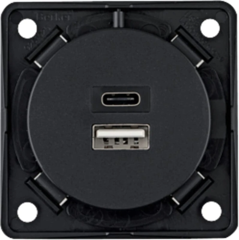 USB Charging Socket 230 V 2-Way 3A A+C Int Berker 926202505