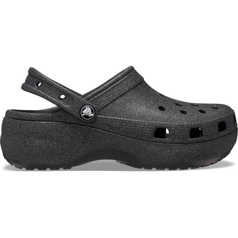 Crocs Women, Classic Platform Glitter Clog W, Black, 3 UK Women