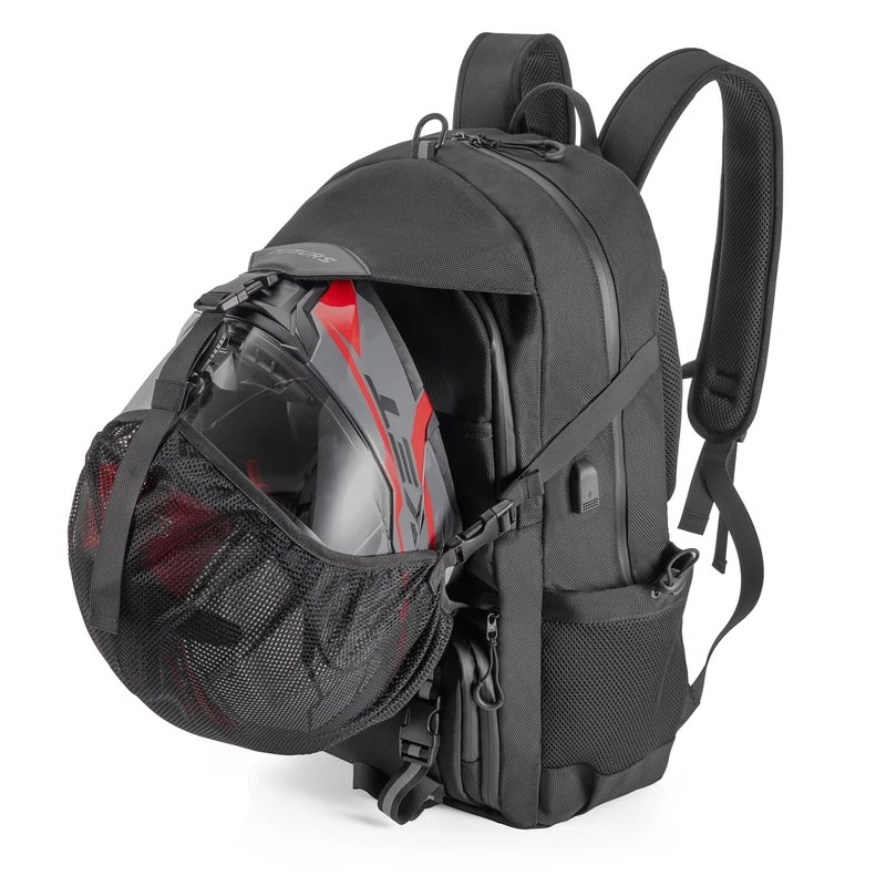 Oumurs Motorcycle Helmet Backpack 50L, Water-Resistant 1680D Oxford Fabric, Reflective, Black, 50L, Universal