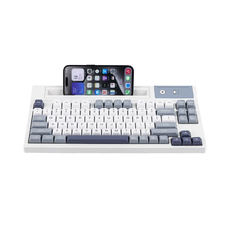 EPOMAKER DynaTab75 Wireless Gaming Keyboard with Slot for iPad Tablet, Hot-swap Gasket-mounted Mechanical Keyboard, 2.4G/USB-C/Bluetooth, Creamy Gasket, RGB Backl (White Blue, Wisteria Tactile Switch)
