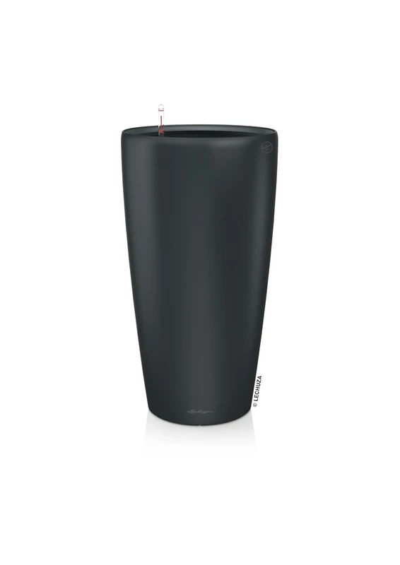 Lechuza - Rondo Premium 40 Planter Basalt Grey Matt, Plant Column with Watering System, Water Level Indicator and Plant Insert, Matte Surface, Diameter 40 x 75 cm, 15742