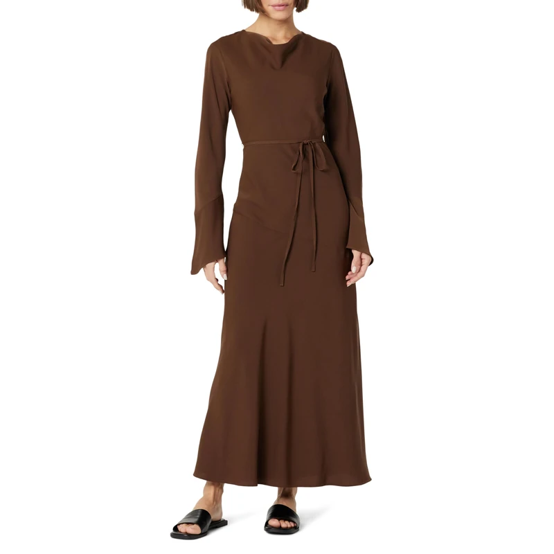 The Drop Women's Flared Sleeve Maxi Dress by @withloveleena, Coffee Bean, M