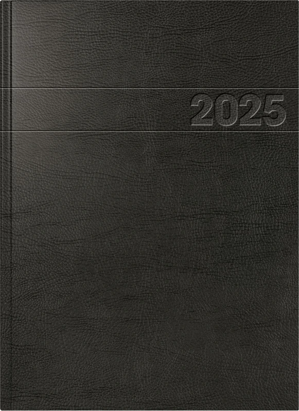 BRUNNEN Book calendar model 787 (2025), 1 page = 1 day, A4, 416 pages, foam film cover, inner hard film, black