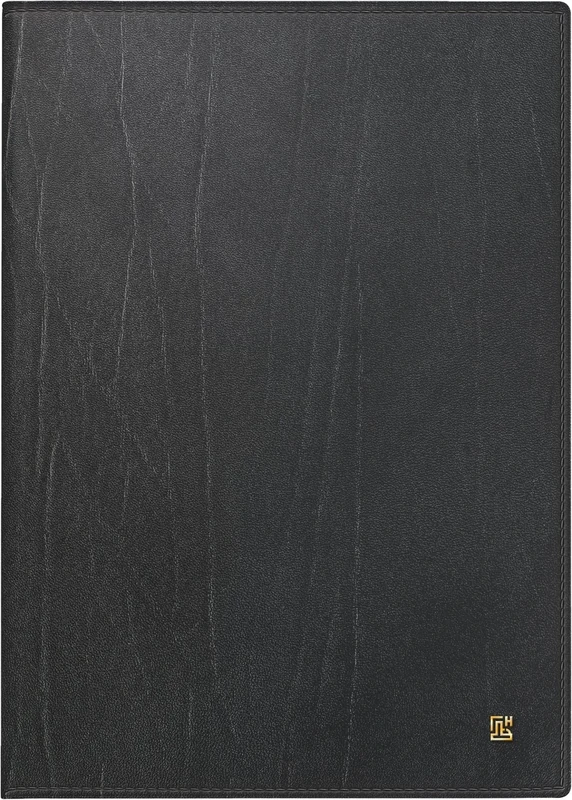 BRUNNEN Book Calendar Model 765 (2025), 1 Page = 1 Day, A5, 448 Pages, Cowhide Cover La Fontaine, Flexible, Black