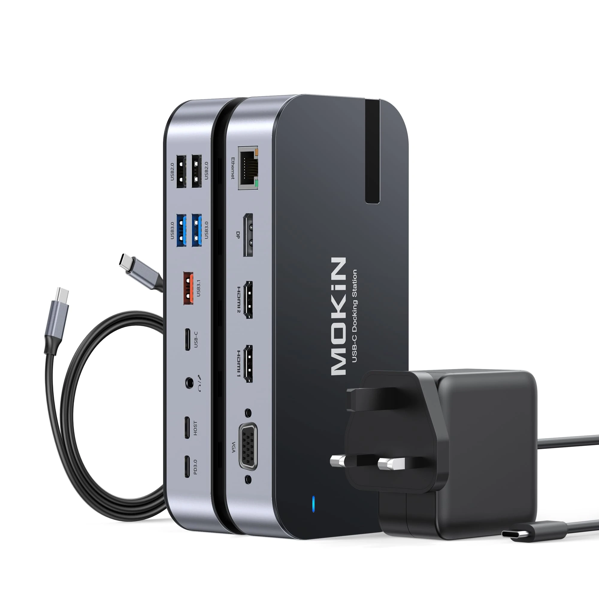 USB C Docking Station Dual Monitor with 65W Power Adapter 16 in 1 Laptop Docking Station Quad Monitor USB C Dock with Dual HDMI DisplayPort, VGA, 6 Type-C/A, RJ45, 100W PD, Audio, SD/TF for Dell HP