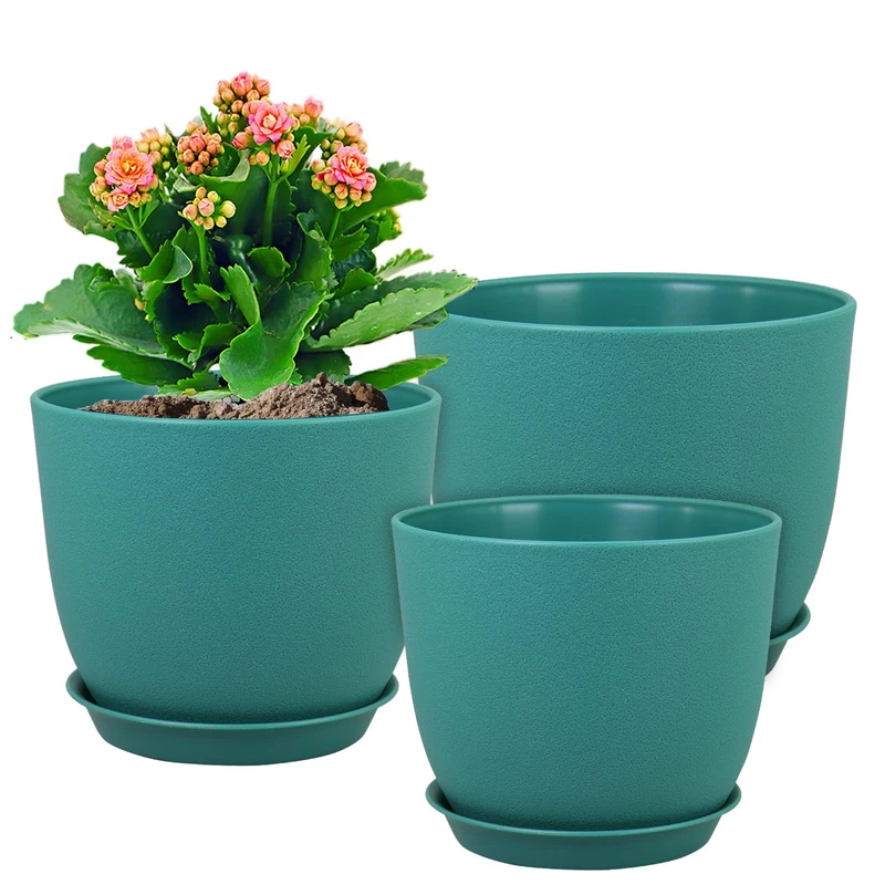WSMKSZ Garden Pots, Teal Blue, 12"+10"+9"