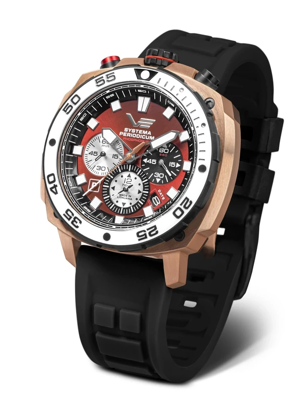 Vostok Europe Systema Periodicum Chronograph 20ATM K1 Men's Quartz Watch Mineral Glass with Interchangeable Strap, Phosphorus, Bracelet
