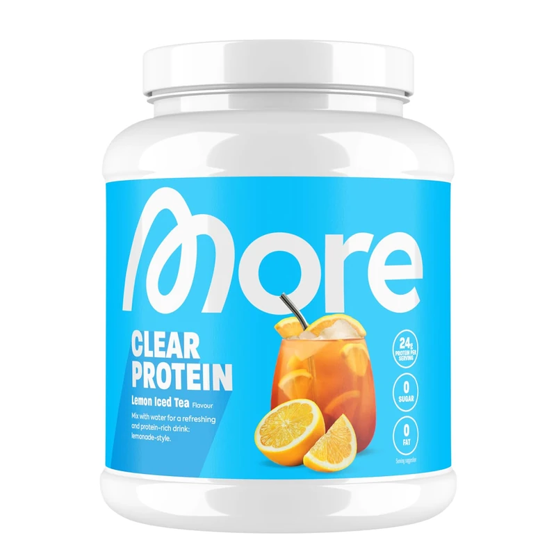 More Clear Protein Whey Isolate Powder, Lemon Iced Tea, 600 g, 1.32 lbs, 20 Servings, Protein Drink with whey Isolate, Clear whey, Lactose Free, Made in Germany