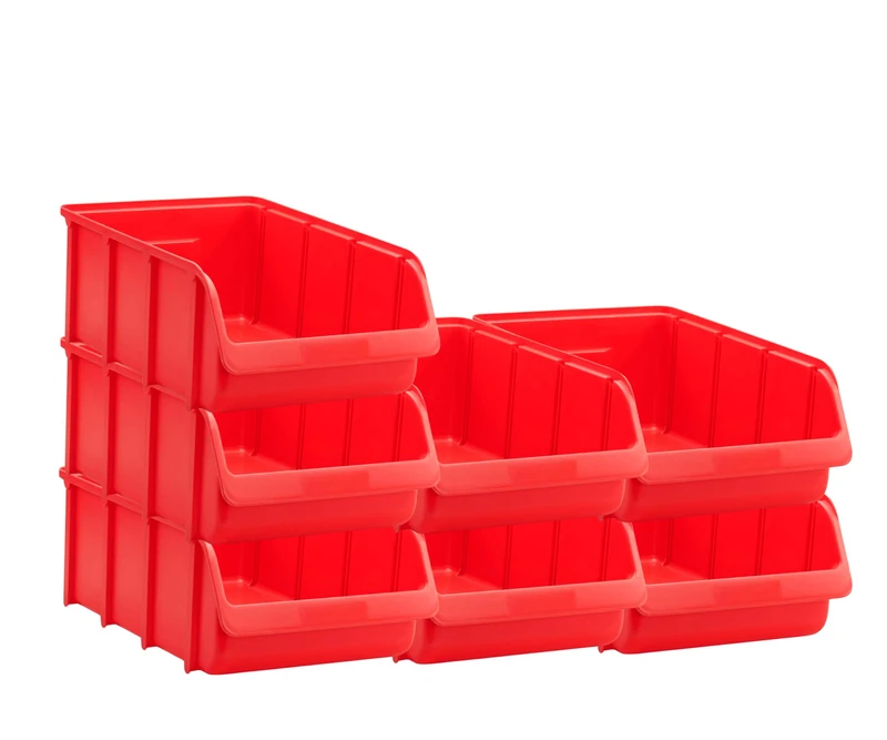 Hunersdorff 7-Piece Stacking Storage Box Set - Red, Size 5
